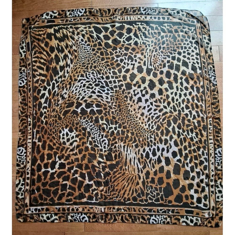 Women's 100% Silk Leopard Print Square Scarf Headscarf 40x43"